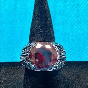 Vtg Red Garnet Statement Ring by Premier Designs, sz 7